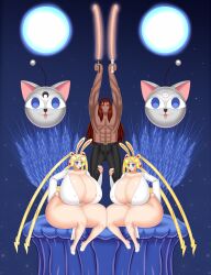  absurdres bluebullpen breasts bulge cleavage empty_eyes femsub henry_d._damien_(shadowprince50) hyper_breasts large_breasts lightsaber maledom mother_and_daughter original queen_serenity sailor_moon sailor_moon_(series) twintails weapon 