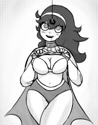  bra cleavage drool female_only greyscale happy_trance hex_maniac nintendo panties pokemon pokemon_x_and_y shirt_lift sixxxoh solo spiral_eyes symbol_in_eyes underwear undressing 