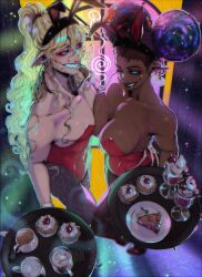 blackberreh bunnysuit crossdressing dark_skin distortion_(the_magnus_archives) femboy femsub fishnets food helen_richardson hypnotic_eyes hypnotized_hypnotist light_skin malesub michael_shelley mole monster_boy monster_girl ponytail smile spiral the_magnus_archives