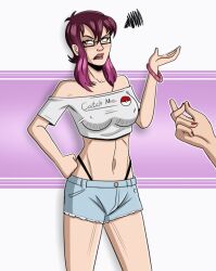  angry animated animated_gif before_and_after blush dazed female_only femdom femsub finger_snap gemna_(mezz+pokemongirl) glasses multicolored_hair original ping polmanning purple_hair short_hair text 