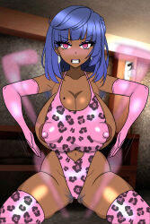  angry armpit_hair before_and_after blue_hair blush breast_expansion breasts cleavage dress ebonization erect_nipples erect_nipples_under_clothes eyelashes eyeshadow female_only femsub ganguro genshin_impact gloves haigure heart huge_breasts huge_nipples jewelry kei leopard_print leotard lipstick makeup mole navel necklace opera_gloves pink_eyes pubic_hair solo surprised tan_skin thighhighs transformation unhappy_trance yelan_(genshin_impact) 