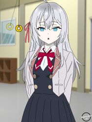 alisa_mikhailovna_kujou alya_sometimes_hides_her_feelings_in_russian empty_eyes expressionless hypnobot771 pendulum school_uniform silver_hair tagme