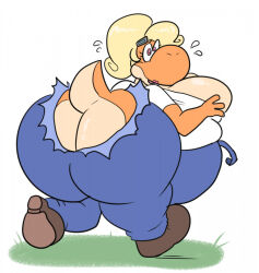 ass ass_expansion bbw blonde_hair breast_expansion breasts coco_bandicoot crash_bandicoot_(series) fat furry huge_ass huge_breasts large_ass large_breasts lewdsona nintendo spiral_eyes super_mario_bros. symbol_in_eyes torn_clothes yoshi yoshification