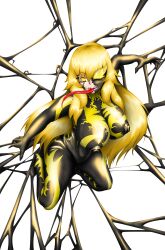 absurdres blonde_hair breasts cleavage erect_nipples female_only high_heels large_breasts long_tongue navel original pussy rikatsuky symbiote tongue tongue_out yellow_eyes