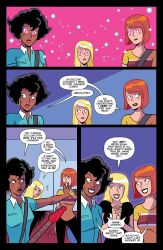 archie_(series) black_hair blonde_hair blush breasts comic female_only femsub glowing glowing_eyes harem josie_and_the_pussycats josie_mccoy jughead_(2015) large_breasts magic melody_valentine multiple_girls red_hair text valerie_smith
