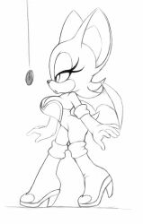  bat_girl bat_wings breasts cleavage coin dazed empty_eyes female_only femsub furry greyscale large_breasts manip monochrome pendulum rouge_the_bat sketch sonic_the_hedgehog_(series) tiechonortheal_(manipper) traditional wings 
