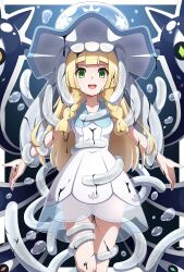  absurdres androgynous_dom blonde_hair bubble corruption dress femsub green_eyes kaki_tama282 lillie_(pokemon) long_hair looking_at_viewer nihilego nintendo parasite pokemon pokemon_(creature) pokemon_sun_and_moon possession tentacles 