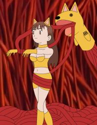breasts brown_eyes brown_hair choker d-reaper digimon digimon_tamers empty_eyes fake_animal_ears female_only femsub human_puppet jeri_katou large_breasts liquidphazon puppet tentacles zombie_walk