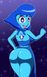 absurdres alien blue_hair blue_skin dr._chaos female_only femsub glowing glowing_eyes happy_trance heart heart_eyes hypnotic_accessory lapis_lazuli large_ass looking_at_viewer open_clothes open_mouth steven_universe symbol_in_eyes