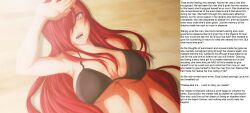 bikini blush breasts caption empty_eyes erza_scarlet fairy_tail female_only femsub happy_trance hypnoslave1095_(manipper) large_breasts long_hair maledom manip open_mouth red_hair text