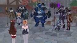  3d amber_(genshin_impact) animated arms_above_head ass aware barbara_(genshin_impact) blonde_hair blue_hair blush body_control bottomless breasts brown_hair clothed dancing double_v eula_(genshin_impact) exhibitionism fatui_skirmisher_anemoboxer_vanguard fatui_skirmisher_geochanter_bracer fatui_skirmisher_hydrogunner_legionnaire fatui_skirmisher_pyroslinger_bracer forceddancelover from_behind genshin_impact gloves grey_hair hair_covering_one_eye happy_trance hat jean_(genshin_impact) kneeling long_hair mmd multiple_boys multiple_girls multiple_subs music nipples outdoors pussy red_eyes short_hair sign smile sound spread_pussy standing tagme topless v video 