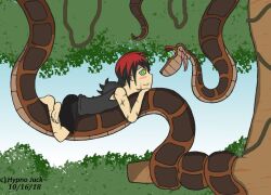  black_hair coils disney happy_trance hypno_jack hypnotic_eyes jack_(hypno_jack) jungle kaa kaa_eyes male_only maledom malesub multicolored_hair original red_hair snake the_jungle_book 