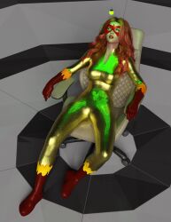  3d bodysuit boots breasts eye_mask eye_roll femsub gloves hypnotic_light jewelry knee-high_boots kneehighs lipstick long_hair member9 open_mouth original pendulum red_lipstick sitting super_hero 