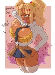 bimbofication blonde_hair english_text female_only large_breasts moffin original school_uniform tan_skin text