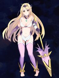 absurdres barefoot blonde_hair breasts corruption empty_eyes femsub gloves large_breasts loincloth long_hair mythra_(xenoblade) nintendo ondine opera_gloves thighhighs weapon xenoblade_chronicles xenoblade_chronicles_2 yellow_eyes