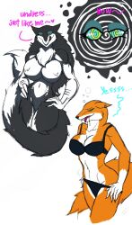  bra breasts cleavage cyl4s drool earrings female_only femdom femsub fox_girl furry happy_trance hypnotic_eyes jewelry kaa_eyes large_breasts original panties sergal_girl sketch spiral text tongue tongue_out traditional underwear undressing undressing_command 