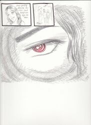 absurdres comic empty_eyes faustus femsub greyscale hypnotic_eyes maledom monochrome sketch spiral_eyes symbol_in_eyes text tongue tongue_out traditional turning_the_tables