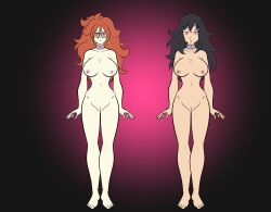 android_21 black_hair brown_hair character_request dragon_ball katsiika large_breasts nipples nude