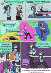  barefoot black_hair breasts clone comic corruption dialogue empty_eyes exercise expressionless feet female_only femdom femsub fire_emblem fire_emblem_awakening happy_trance leggings mythkaz nintendo ponytail robin_(fire_emblem_awakening) super_smash_bros. text transformation twinning twintails white_hair wii_fit wii_fit_trainer yoga 