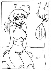  aged_up breasts crazycowproductions ditto empty_eyes femsub greyscale kneeling large_breasts maledom misty monochrome nintendo pet_play pokemon pokemon_red_green_blue_and_yellow text traditional 