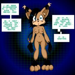 breasts cat_girl empty_eyes female_only femsub furry humor large_breasts lynx_girl nicole_the_lynx non-human_feet p.chronos solo sonic_the_hedgehog_(series) tech_control text topless