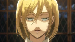  attack_on_titan blonde_hair blue_eyes drool female_only femsub happy_trance historia_reiss hypnoner_(manipper) ivatent_(manipper) long_hair manip open_mouth smile spiral_eyes symbol_in_eyes 