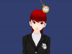 3d animated clothed female_only femsub koikatsu! lunastra persona_(series) persona_5 persona_5_royal pocket_watch red_eyes red_hair smile spiral_eyes spiralwash_eyes sumire_yoshizawa video