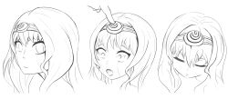  absurdres before_and_after bzurrrf cecilia_alcott drill_hair empty_eyes female_only femsub greyscale hypnotic_accessory infinite_stratos long_hair multiple_views open_mouth robotization sketch sleep_command surprised symbol_in_eyes tech_control trigger 