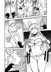  bed bedroom bra breasts comic dialogue english_text femsub greyscale large_breasts long_hair maledom midriff navel official panties possession sitting speech_bubble subaruichi tagme text the_legendary_hero_is_dead thighhighs touka_scott undressing yuna_yunis 