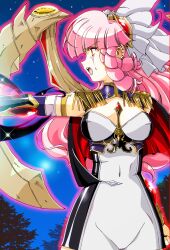 alternate_costume angry aura breasts cleavage clothed corruption dress eye_color_change femsub hisho langrisser navel night open_mouth outdoors parasite pink_hair princess red_eyes royalty rozenciel_(langrisser) tears tight_clothing trees unhappy_trance very_long_hair