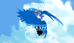 3d 3d_custom_girl bird_girl blue_hair harpy_girl horns magic original