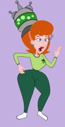  absurdres bodysuit dancing disney earrings empty_eyes expressionless female_only femsub helmet hypnotic_accessory jimmy_neutron_(series) large_hips linda_flynn-fletcher nickelodeon open_mouth phineas_and_ferb red_hair solo somnowalkerx tech_control western yolkian 