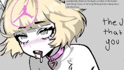  abrams_(deadlock) all_fours ass bimbofication blonde_hair blush brain_drain cat_ears cat_girl collar deadlock drool erect_nipples eyebrows_visible_through_hair female_only femsub furry gloomymika_(va) grey_background humor hypnotic_clothing kneeling meme nail_polish navel open_mouth original shoes short_hair simple_background small_breasts soldierexclipse solo sound spiral_background spiral_eyes tagme text thighhighs topless transfem transgender_identity video voice_acted 