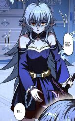  ahoge before_and_after clothed demon_girl elf_ears english_text femsub griselda_(the_hated_black_mage_returns) long_hair magic multiple_eyes possession screenshot slit_pupils sword tagme text the_hated_black_mage_returns translated weapon 