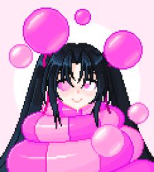 animated animated_gif black_hair bubble coils drool fabius female_only femsub hair_ribbon happy_trance high_school_dxd hypnotic_eyes long_hair pixel_art serafall_leviathan smile twintails