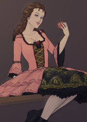 blue_eyes breasts brown_hair christine_daae cleavage dress female_only large_breasts long_hair looking_at_viewer smile solo the_phantom_of_the_opera zelamir