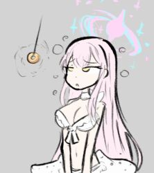 blue_archive female_only femsub grey_background halo mika_(blue_archive) original pendulum pink_hair simple_background skecchyartist swimsuit yellow_eyes
