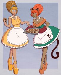 apron blonde_hair cat_girl dress feminization femsub high_heels red_hair stepfordization wrenzephyr2
