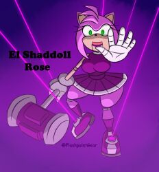  amy_rose breasts clothed dollification female_only femdom femsub flashpointgear furry glowing_eyes hammer happy_trance hedgehog_girl large_breasts pink_hair puppet solo sonic_the_hedgehog_(series) weapon yu-gi-oh! 