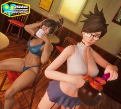  3d avatar_the_last_airbender black_hair brown_hair dark_skin femdom femsub korra large_breasts legend_of_korra love_potion overwatch potion supercasket tracer 