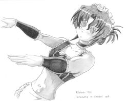 breasts dracowhip expressionless female_only femsub greyscale hayate_the_combat_butler large_breasts maid maria_(hayate_the_combat_butler) monochrome short_hair solo spiral_eyes symbol_in_eyes traditional zombie_walk
