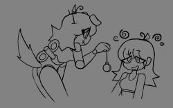 ahoge animal_ears antenna ass crop_top dog_girl doll doll_joints drool female_only femdom femsub grey_background happy_trance humor legs long_hair midriff navel nude original pendulum ring_eyes simple_background smile sports_bra tail virtualgirlthing wind-up_key