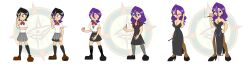 absurdres before_and_after black_hair bleach cigarette dominatrix dragon-fangx dress female_only femsub high_heels hypnotized_dom latex lipstick purple_eyes purple_hair purple_lipstick rukia_kuchiki smile smoke smoking tattoo transformation transparent_background