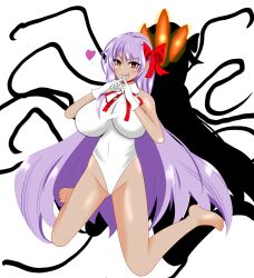 bare_legs barefoot bb_(fate/extra_ccc) blush breasts corruption eye_color_change fate/extra_ccc fate/grand_order fate_(series) feet femsub gloves glowing_eyes happy_trance heart kneeling large_breasts legs leotard looking_at_viewer nyarlathotep orange_eyes possession purple_hair red_eyes simple_background sitting smile swimsuit symbol syoumutyu tentacles thighs tongue tongue_out very_long_hair white_background