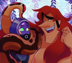 geekgirl8 jungle kaa_eyes kenneth_(geekgirl8) mass_effect original purple_hair purple_skin smile tail tali'zorah_nar_rayya visor