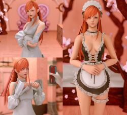 3d femsub final_fantasy final_fantasy_xiv maid phone red_hair ryne spiral_eyes spiralwash_eyes surprised tagme tech_control