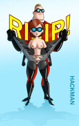 bob_parr bodysuit boots bottomless breasts disney elastigirl erect_nipples expressionless femsub gloves goggles hackman helen_parr hypnotic_accessory hypnotic_screen large_breasts latex malesub nude opera_gloves pubic_hair puckered_lips standing standing_at_attention super_hero tech_control the_incredibles thigh_boots topless torn_clothes undressing western