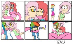 absurdres before_and_after breast_sucking breasts coils comic dress equestria_girls femdom femsub fluttershy happy_trance hypnotic_eyes kaa_eyes large_breasts long_hair monster_girl multicolored_hair my_little_pony naga_girl open_clothes open_mouth penken personification pink_hair pinkie_pie rainbow_dash rainbow_hair short_hair snake_girl yuri
