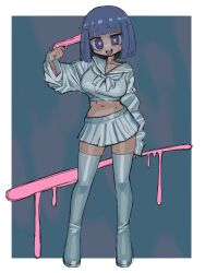  absurdres blood character_request copyright_request death drool female_only femsub gun happy_trance heart_eyes sasa_ki school_uniform short_hair skirt suicide sweat symbol_in_eyes tongue_out 