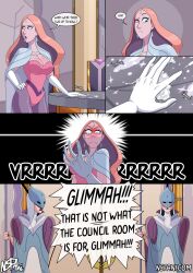 angry comic cum dracedomino_(writer) long_hair nsfani queen queen_angella she-ra_and_the_princesses_of_power text